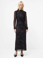 French Connection Zaria Mesh Dress Khaki/Black Print