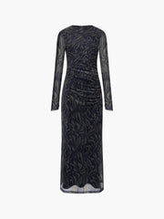 French Connection Zaria Mesh Dress Khaki/Black Print