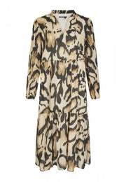 Marc Aurel Midi Leopard Print Dress