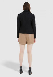 Marc Aurel Black Tweed Blazer With Brooches