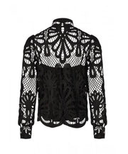 Marc Aurel Black Lace Blouse With Stand Up Collar