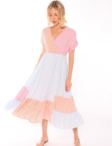 Vilagallo Libby Stripe Linen Dress