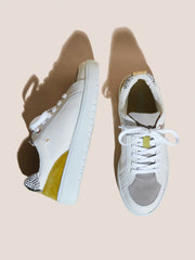 White Stuff Leather Suede Trainer Nat MLT